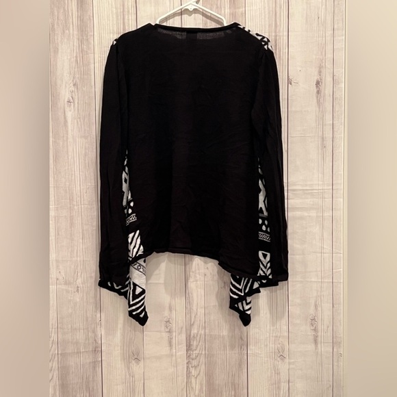 FADED GLORY black and white open front cardigan/ size L - Picture 2 of 4